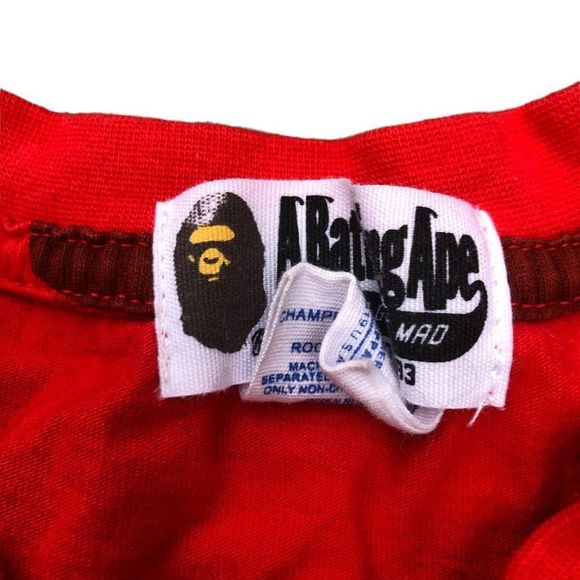 A Bathing Ape Bape X Champion T Shirt Red Camo Small - Picture 4 of 16